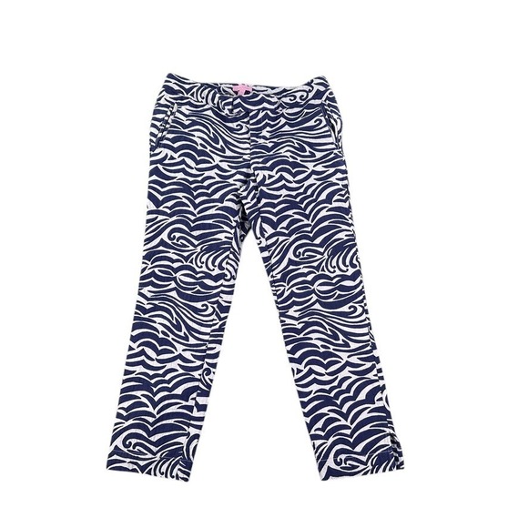Lilly Pulitzer Pants - Lilly‎ Pulitzer Navy And White Jacquard Elaine Cropped Pants Women's 10